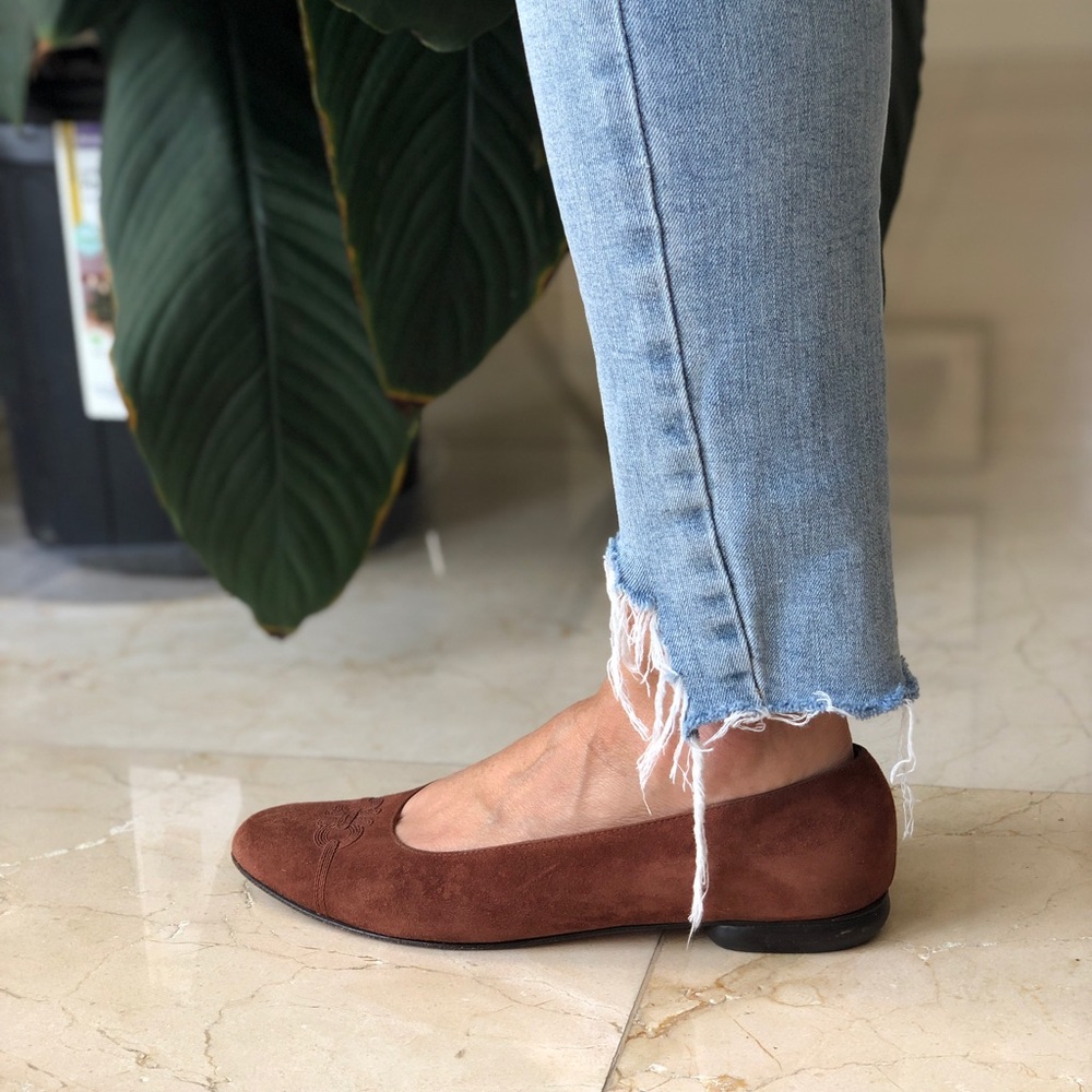 Salvatore Ferragamo brown suede leather shoes